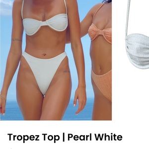 Wave babe swimwear white shimmer Tropez bikini top
